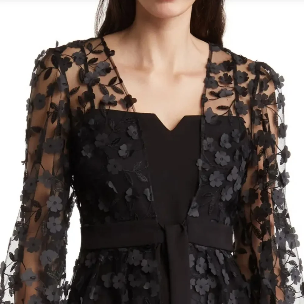 Julia Jordan Women's Black Floral Overlay Jacket & Belted Jumpsuit